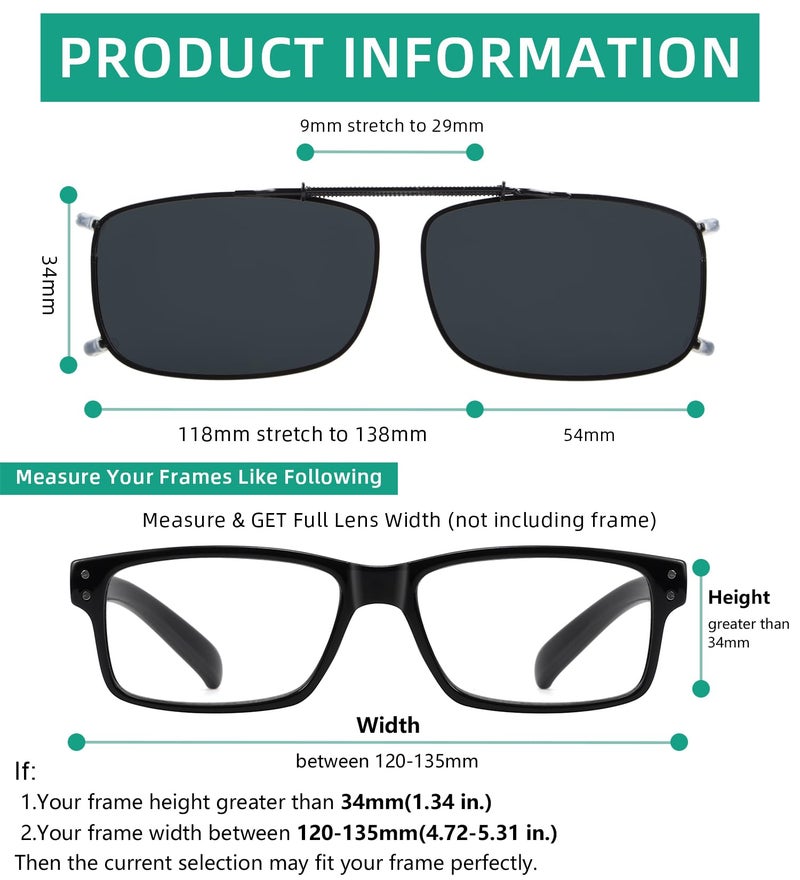 Eyekepper 3-pack Polarized Clip on Sunglasses With Spring Draw Bar Grey/Brown/G15 Lens 54 * 34MM - Image 3